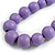 Chunky Lilac Purple Graduated Wood Bead Black Cord Necklace - 84cm Max/ Adjustable - view 4