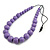 Chunky Lilac Purple Graduated Wood Bead Black Cord Necklace - 84cm Max/ Adjustable - view 5