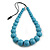 Graduated Light Blue Wood Ball Bead Cord Necklace - 84cm Max/ Adjustable - view 2