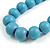 Graduated Light Blue Wood Ball Bead Cord Necklace - 84cm Max/ Adjustable - view 4