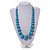 Graduated Light Blue Wood Ball Bead Cord Necklace - 84cm Max/ Adjustable - view 3