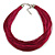 Magenta Purple Multistrand Silk Cord Necklace In Silver Tone - 50cm L/ 7cm Ext