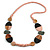 Geometric Painted Wooden Bead Long Necklace in Baby Pink, Black, Grey - 90cm Long