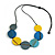 Multicoloured Wood Coin Bead Black Cotton Cord Necklace - 96cm L (Max Length) Adjustable - view 12
