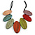 Leaf Painted Multicoloured Wood Bead Cotton Cord Necklace/70cm Max Length/ Adjustable