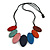 Leaf Painted Multicoloured Wooden Bead Black Cotton Cord Necklace/70cm Max Length/ Adjustable - view 8