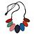 Leaf Painted Multicoloured Wooden Bead Black Cotton Cord Necklace/70cm Max Length/ Adjustable - view 3
