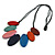 Leaf Painted Multicoloured Wooden Bead Black Cotton Cord Necklace/70cm Max Length/ Adjustable - view 7