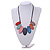Leaf Painted Multicoloured Wooden Bead Black Cotton Cord Necklace/70cm Max Length/ Adjustable - view 2