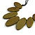 Leaf Painted Olive Green Wood Bead Cotton Cord Necklace/70cm Max Length/ Adjustable - view 4