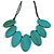 Leaf Painted Turquoise Wood Bead Cotton Cord Necklace/70cm Max Length/ Adjustable