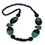 Geometric Painted Wooden Bead Long Necklace in Dark Blue, Teal, Grey - 90cm Long - view 2