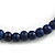 Geometric Painted Wooden Bead Long Necklace in Dark Blue, Teal, Grey - 90cm Long - view 7