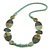 Geometric Painted Wooden Bead Long Necklace Mint, Grey - 90cm Long