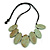 Leaf Painted Antique Mint Wood Bead Cotton Cord Necklace/70cm Max Length/ Adjustable - view 3