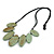 Leaf Painted Antique Mint Wood Bead Cotton Cord Necklace/70cm Max Length/ Adjustable - view 2