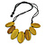 Leaf Painted Antique Yellow Wood Bead Cotton Cord Necklace/70cm Max Length/ Adjustable - view 6