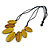 Leaf Painted Antique Yellow Wood Bead Cotton Cord Necklace/70cm Max Length/ Adjustable - view 7