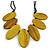 Leaf Painted Antique Yellow Wood Bead Cotton Cord Necklace/70cm Max Length/ Adjustable - view 2