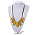 Leaf Painted Antique Yellow Wood Bead Cotton Cord Necklace/70cm Max Length/ Adjustable - view 3