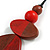 Red/Brown Geometric Wood Pendant Black Waxed Cotton Cord - 80cm L Max/ 13cm - view 4
