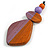Orange/Lilac Geometric Wood Pendant Black Waxed Cotton Cord - 80cm L Max/ 13cm - view 8