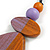 Orange/Lilac Geometric Wood Pendant Black Waxed Cotton Cord - 80cm L Max/ 13cm - view 4