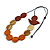 Brown/Natural/Orange Wooden Coin Bead and Bird Black Cotton Cord Long Necklace/ 96cm Max Length/ Adjustable - view 8