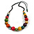 Round Multicoloured Wood Bead Black Cord Necklace - 80cm L Max Length (Adjustable) - view 7