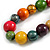 Round Multicoloured Wood Bead Black Cord Necklace - 80cm L Max Length (Adjustable) - view 4