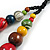 Round Multicoloured Wood Bead Black Cord Necklace - 80cm L Max Length (Adjustable) - view 5