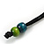 Round Multicoloured Wood Bead Black Cord Necklace - 80cm L Max Length (Adjustable) - view 6