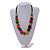 Round Multicoloured Wood Bead Black Cord Necklace - 80cm L Max Length (Adjustable) - view 3