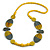 Geometric Painted Wooden Bead Long Necklace Yellow, Grey - 90cm Long