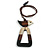 White/Black/Brown Bird and Triangular Wooden Pendant Brown Cotton Cord Long Necklace - 90cm L/ 11cm Pendant - view 8