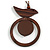 Brown Bird and Circle Wooden Pendant Cotton Cord Long Necklace - 84cm L/ 10cm Pendant