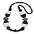 Geometric Painted Wooden Bead Long Necklace White, Black, Grey - 90cm Long
