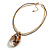 Brown/Orange Glass/Resin Bead Oval Pendant with Brown Cotton Cord/Gold Tone Chain - 42cm L/ 6cm Ext - view 5