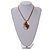Brown/Orange Glass/Resin Bead Oval Pendant with Brown Cotton Cord/Gold Tone Chain - 42cm L/ 6cm Ext - view 8