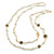 Faux Pearl White Bead With White/Black Enamel Daisy Motif Double Chain Long Necklace in Gold Tone - 86cm L - view 8