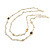 Faux Pearl White Bead With White/Black Enamel Daisy Motif Double Chain Long Necklace in Gold Tone - 86cm L - view 9