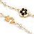 Faux Pearl White Bead With White/Black Enamel Daisy Motif Double Chain Long Necklace in Gold Tone - 86cm L - view 6