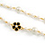 Faux Pearl White Bead With White/Black Enamel Daisy Motif Double Chain Long Necklace in Gold Tone - 86cm L - view 10