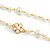 Faux Pearl White Bead With White/Black Enamel Daisy Motif Double Chain Long Necklace in Gold Tone - 86cm L - view 7
