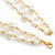 Faux Pearl White Bead With White/Black Enamel Daisy Motif Double Chain Long Necklace in Gold Tone - 86cm L - view 4