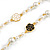 Romantic Faux Pearl Bead with Black/White Enamel Rose Element Long Necklace in Gold Tone - 154cm Long - view 7