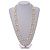 Romantic Faux Pearl Bead with Black/White Enamel Rose Element Long Necklace in Gold Tone - 154cm Long - view 4