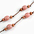 Dusty Pink Ceramic Bead Brown Cotton Cord Long Necklace/80cmL/Adjustable/Slight Variation In Colour/Natural Irregularities - view 4
