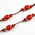 Dusty Red Ceramic Bead Brown Cotton Cord Long Necklace/80cmL/Adjustable/Slight Variation In Colour/Natural Irregularities - view 4