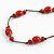 Dusty Red Ceramic Bead Brown Cotton Cord Long Necklace/80cmL/Adjustable/Slight Variation In Colour/Natural Irregularities - view 5